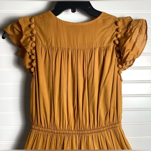 Yellow Tiered Ruffled Midi Dress with Flutter Sleeves size 0 - Picture 10 of 10